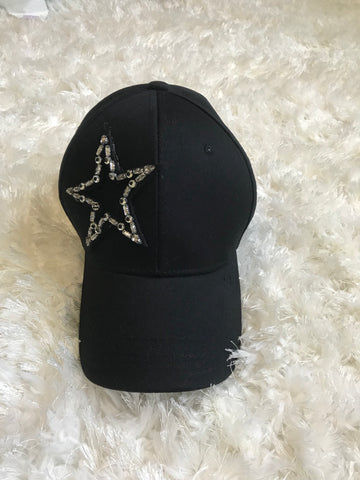 Crystal Star Black Cotton Cap